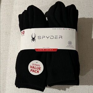 Spyder (10pk) Black Cushioned Crew Socks